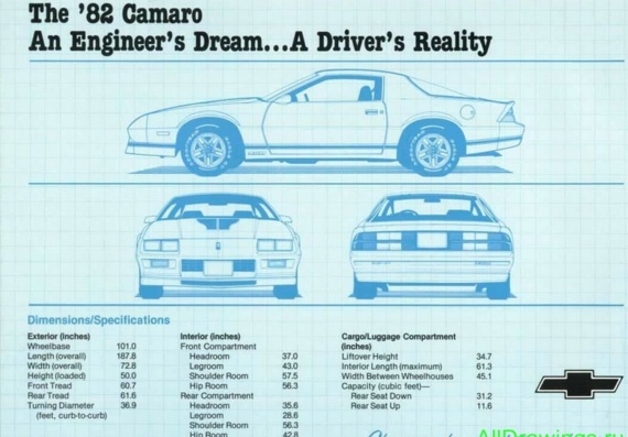 Chevrolet Camaro (1982) (Шевроле Камаро (1982)) - чертежи (рисунки) автомобиля